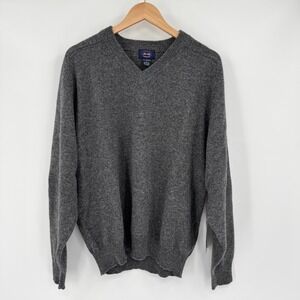 NWT Allen Solly Mens Charcoal Grey 100% Lambswool V-Neck Sweater Size L
